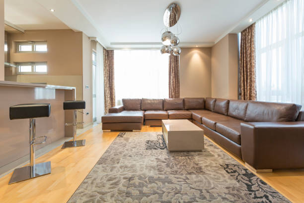istock Interior of a modern open plan hotel apartment, living room 959716334