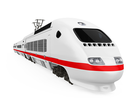 High Speed Train isolated on white background. 3D render