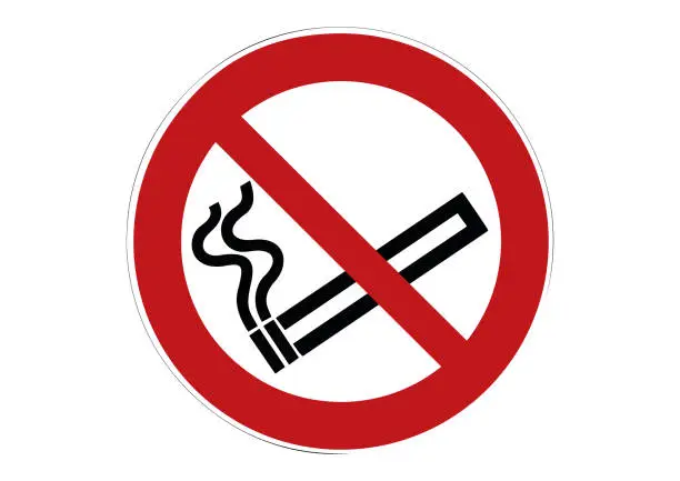 Vector illustration of no smoking sign - cigarette smoking prohibited sign -