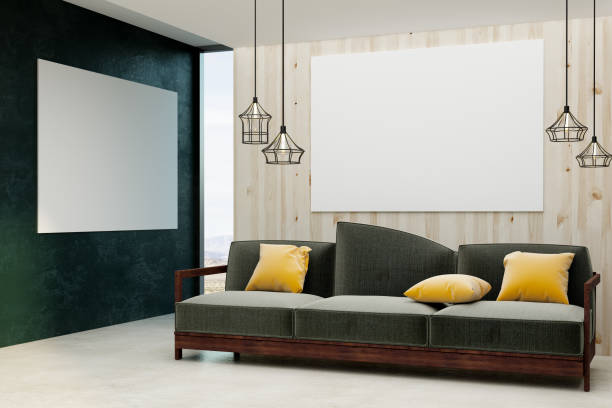istock Minimalistic living room with empty poster 959717014
