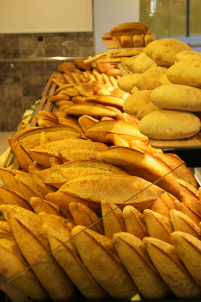 Freshly baked breads in French bakery