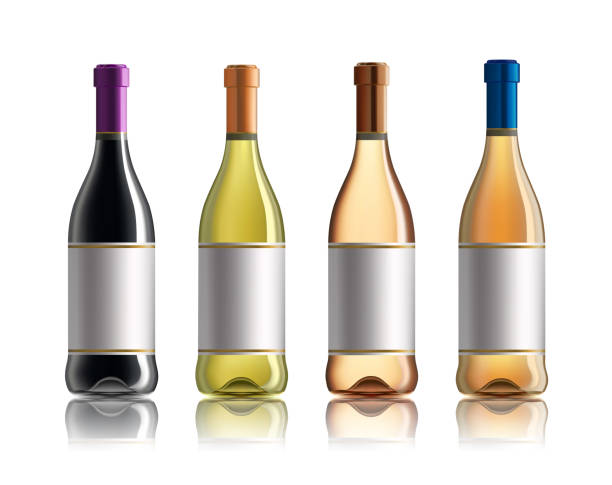 ilustrações, clipart, desenhos animados e ícones de garrafa de vinho tinto. conjunto de garrafas de vinho brancos, rosas e vermelhos. isolado no fundo branco - grape white grape green muscat grape