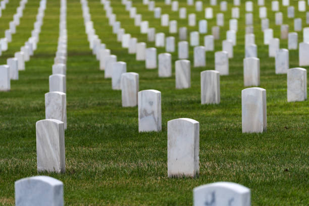 istock White gravestones at National cemetary 959736284