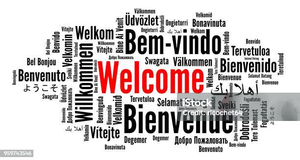 Welcome Word Cloud In Different Languages Stock Illustration - Download Image Now - Greeting, Language, Variation