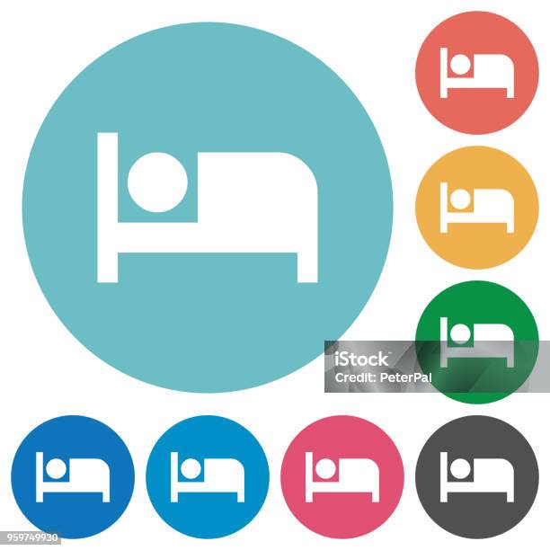 Hotel Flat Round Icons Stock Illustration - Download Image Now - Apartment, Bed - Furniture, Bedroom