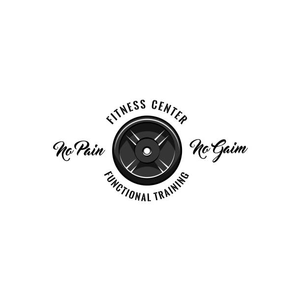 Fitness Center Badge Disk Weight Barbell Disk No Pain No Gain Functional  Training Inscriptions Sport Icon Vector Stock Illustration - Download Image  Now - iStock