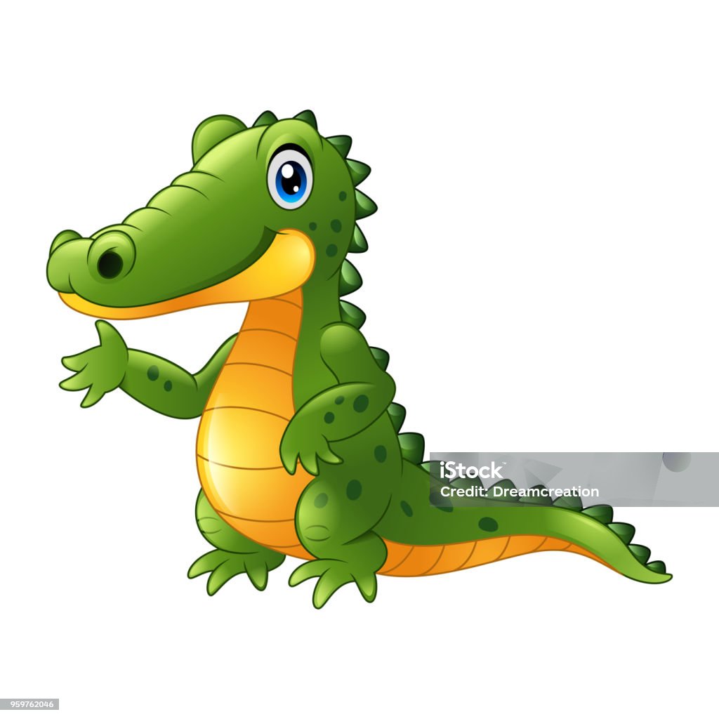 Cartoon crocodile presenting Vector illustration of Cartoon crocodile presenting Cartoon stock vector