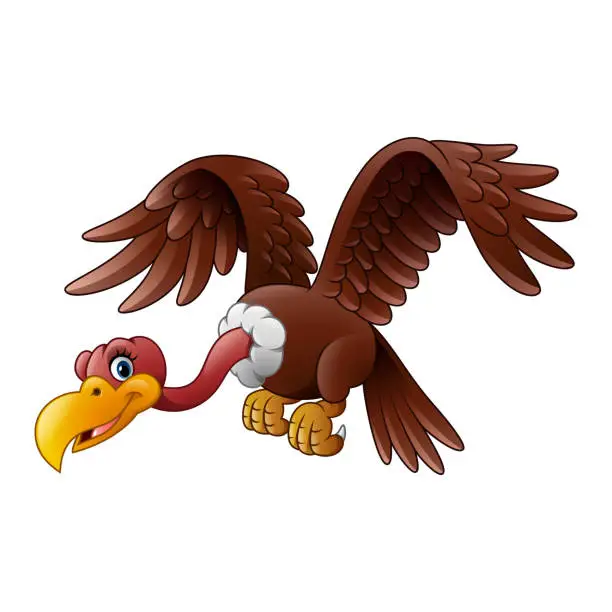 Vector illustration of Cartoon vulture flying