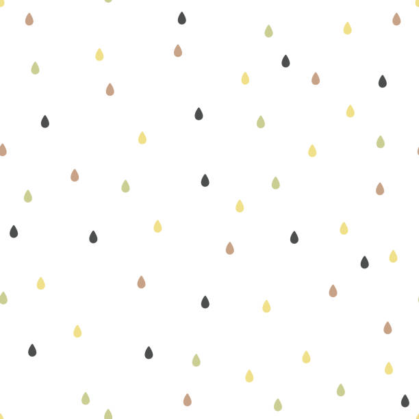 nahtlose muster, fallende konfetti oder regentropfen mit weißem hintergrund, vektor-illustration - rain cute falling water raindrop stock-grafiken, -clipart, -cartoons und -symbole