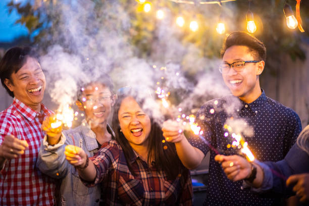 istock Family and Friends with Sparklers 959779902