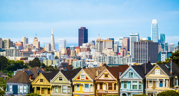 san francisco , california - roof row house house san francisco county foto e immagini stock