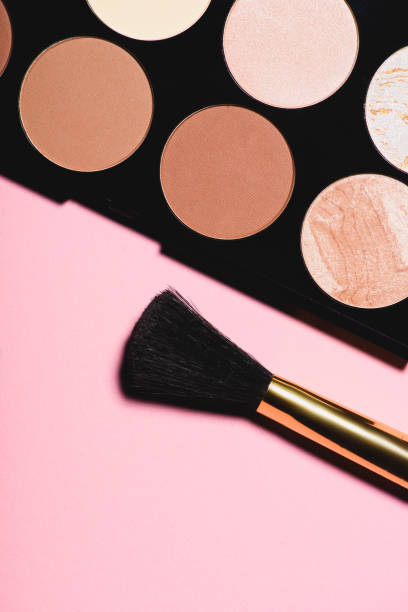 istock top view of various blushes palette with brush on pink surface 959783626
