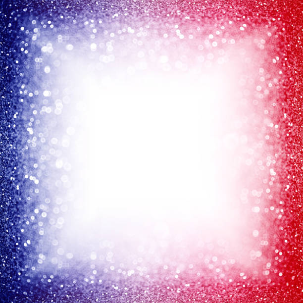 Patriotic Red White and Blue Party Invite Border Background Sparkle Frame Abstract patriotic red white and blue glitter sparkle background for party invite, July border space, memorial design, election vote, sale texture, labor day pattern and independence celebration frame bastille day photos stock pictures, royalty-free photos & images