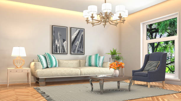 istock Interior living room. 3d illustration 959786314