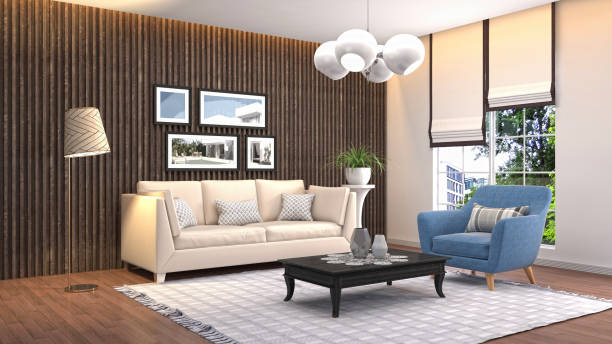 istock Interior living room. 3d illustration 959786458