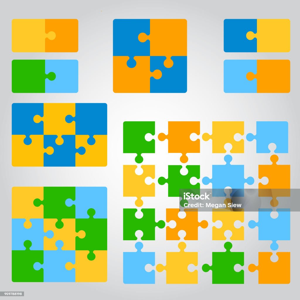 Puzzle Piece Vector illustrations of various puzzle pieces. Jigsaw Piece stock vector