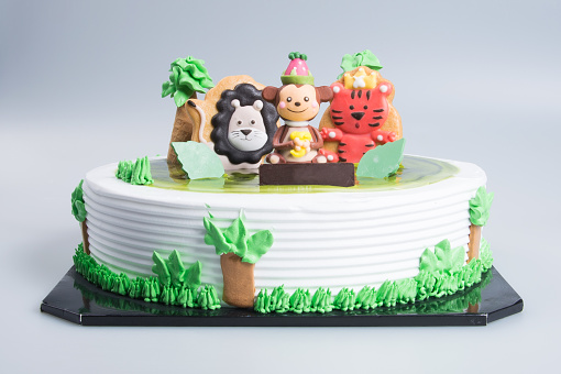 cake or Creative animals themed cake on a background