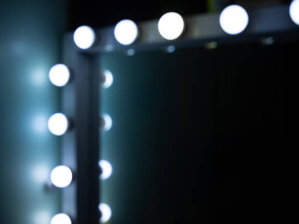 Blurred Mirror Blurred of The Corner of Make-up Mirror with Light Bulbs with Space backstage mirror stock pictures, royalty-free photos & images