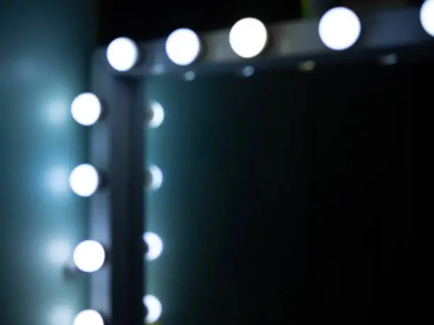 Blurred of The Corner of Make-up Mirror with Light Bulbs with Space