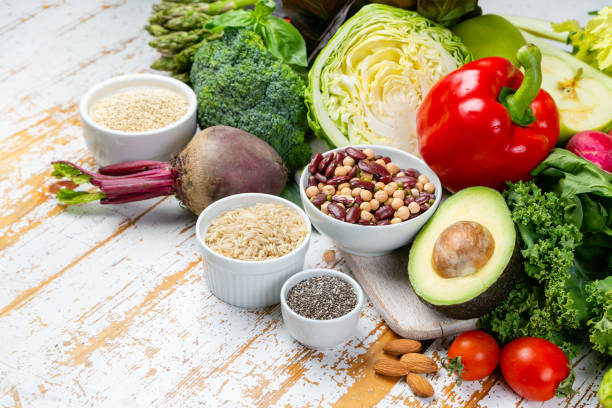 istock Alkaline diet concept - fresh foods on rustic background 959793990