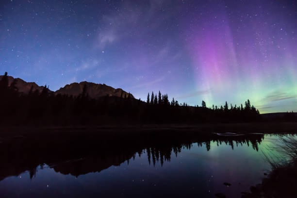 istock Aurora borealis (Northern lights) reflect in mountain lake 959808316