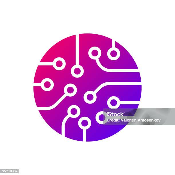 Circuit Board Icon Vector Colorful Logo Stock Illustration - Download Image Now - Logo, Circuit Board, Circle