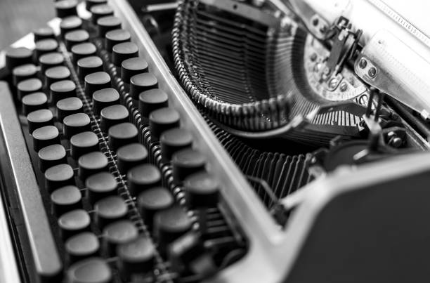 istock Typewriter With Paper Sheet, Close-up Black And White. Writer Book Concept 959815078