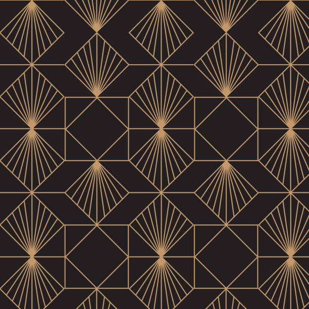 Art deco, elegant, decorative background pattern. Vector art: decorative golden, retro , vintage pattern. gatsby stock illustrations