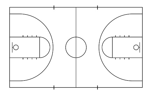 Basketball court. Sport background. Line art style.