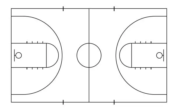 Vector illustration of Basketball court. Sport background. Line art style