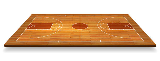 ilustrações, clipart, desenhos animados e ícones de perspectiva de basquete tribunal andar com linha em fundo de textura de madeira. ilustração vetorial - basketball court basketball floor court