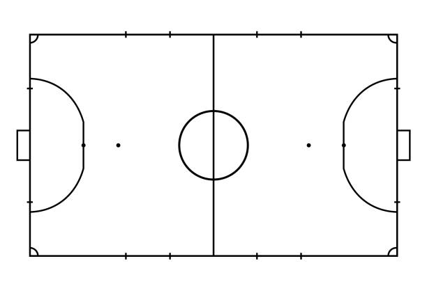 futsal sąd lub pole. tło sportowe. styl sztuki liniowej - draft sports stock illustrations