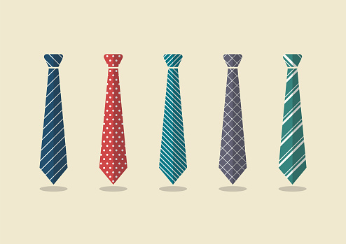Set of different ties. Vector illustration
