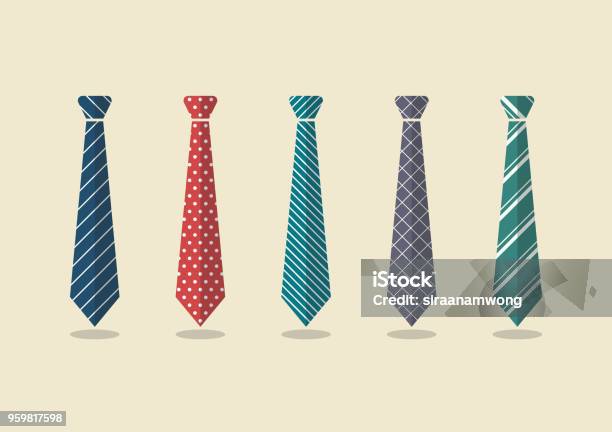 Set Of Different Ties Stock Illustration - Download Image Now - Necktie, Tying, Vector