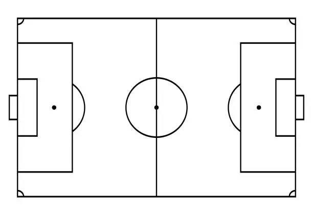 Vector illustration of football, soccer court. Sport background. Line art style