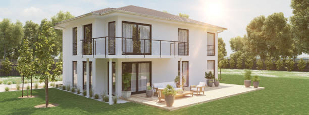 istock modern new house with large property. 3D rendering 959819090