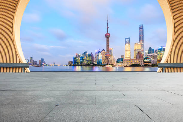istock Shanghai,China modern city architecture and empty square floor 959821960