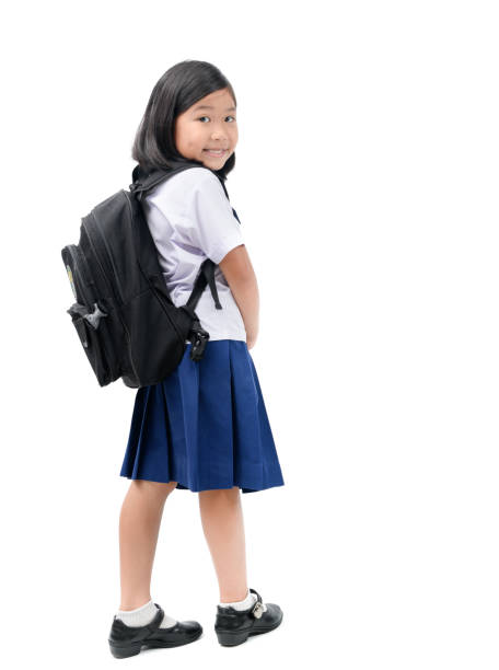 istock Asian girl student with school bag isolated 959822856