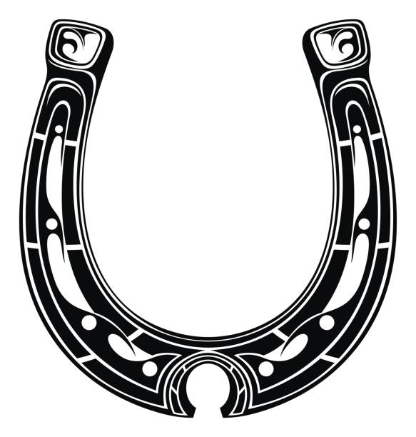 illustrazioni stock, clip art, cartoni animati e icone di tendenza di simbolo o etichetta ferro di cavallo - horseshoe