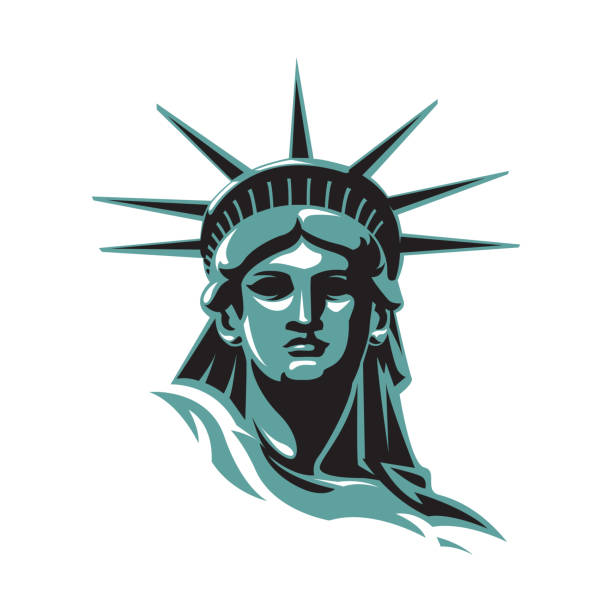 illustrazioni stock, clip art, cartoni animati e icone di tendenza di statua della libertà - statue of liberty