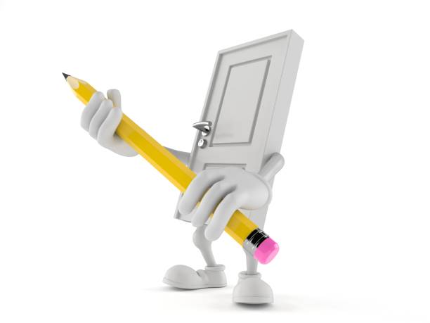 istock Door character holding pencil 959834324