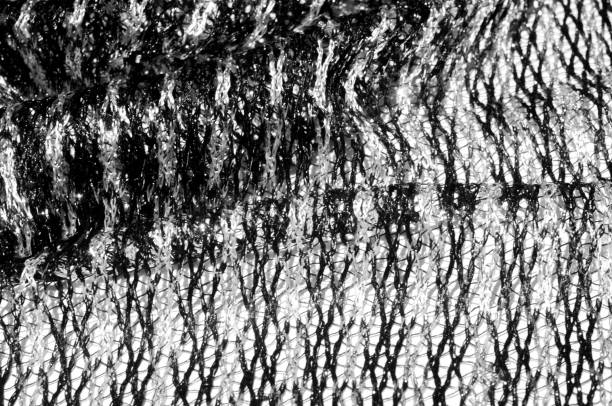 istock Texture, background, pattern. Women's scarf, striped fabric Black white lines intertwined 959842392