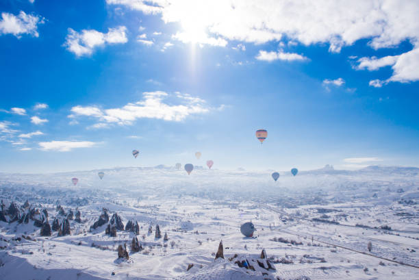 Ballooning in Turkey Once I was in balloon in the middle of the air in Turkey cappadocia winter photos stock pictures, royalty-free photos & images