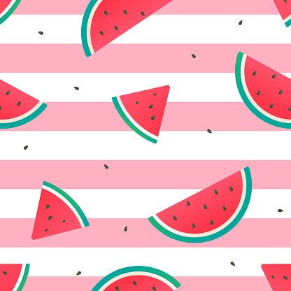 Watermelon Pink Color Pattern Watermelon Seamless Pattern Vector Illustration Watermelon Slices On ...