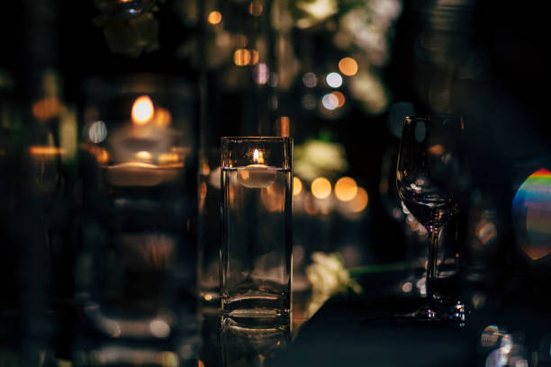 istock Luxury table settings for fine dining with and glassware, beautiful blurred  background. For events, weddings and other social events. 959861880