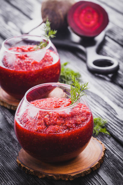 istock fresh vegetable smoothie from beet with dill on a black wooden table 959864410