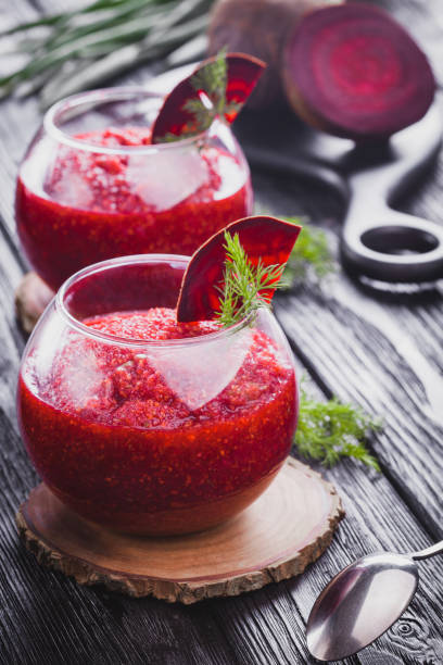 istock fresh vegetable smoothie from beet with dill on a black wooden table 959864492