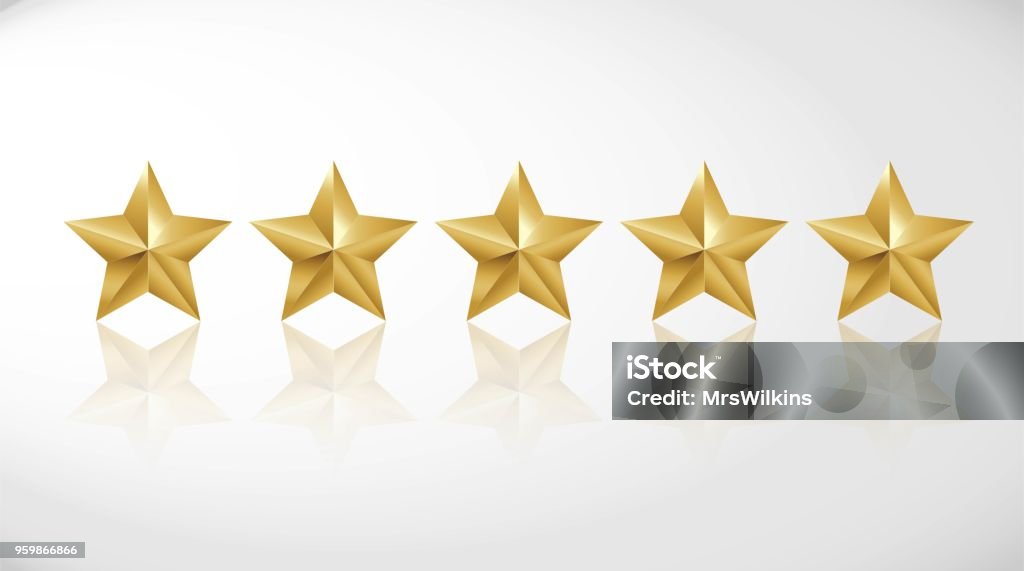 Star rating realistic gold star set vector Star rating realistic gold star set vector illustration Luxury Hotel stock vector