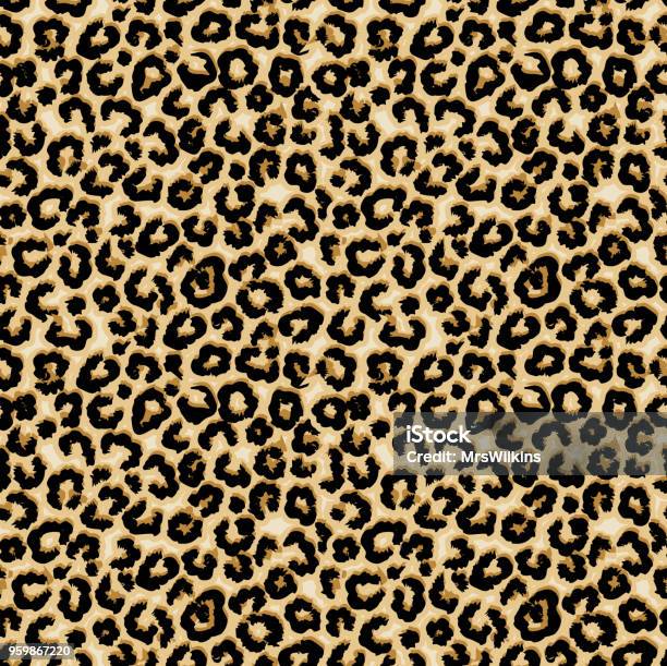 Leopard Vector Seamless Pattern Stock Illustration - Download Image Now - Printmaking Technique, Animal, Leopard