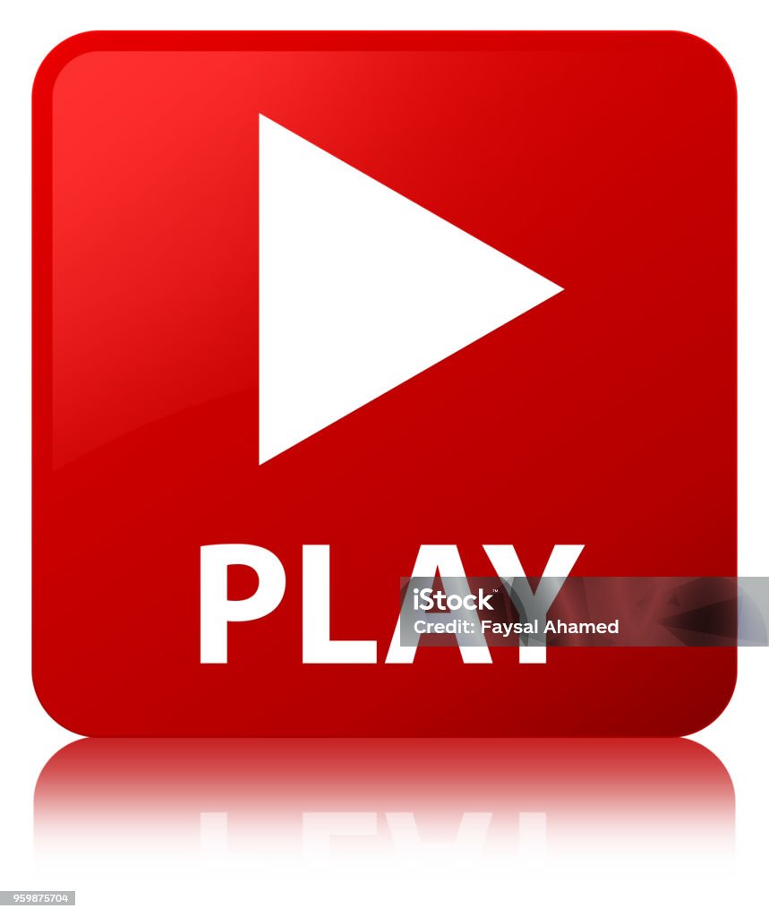 Red Rounded Square Play Button Play Red Square Button Stock Illustration - Download Image Now ...